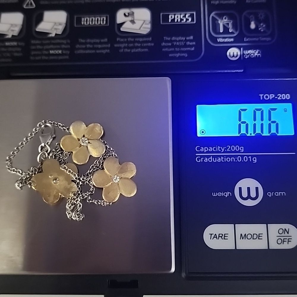 Herco 14 Karat Gold, Sterling Silver, & Diamond Flower Choker Necklace - Picture 6 of 7